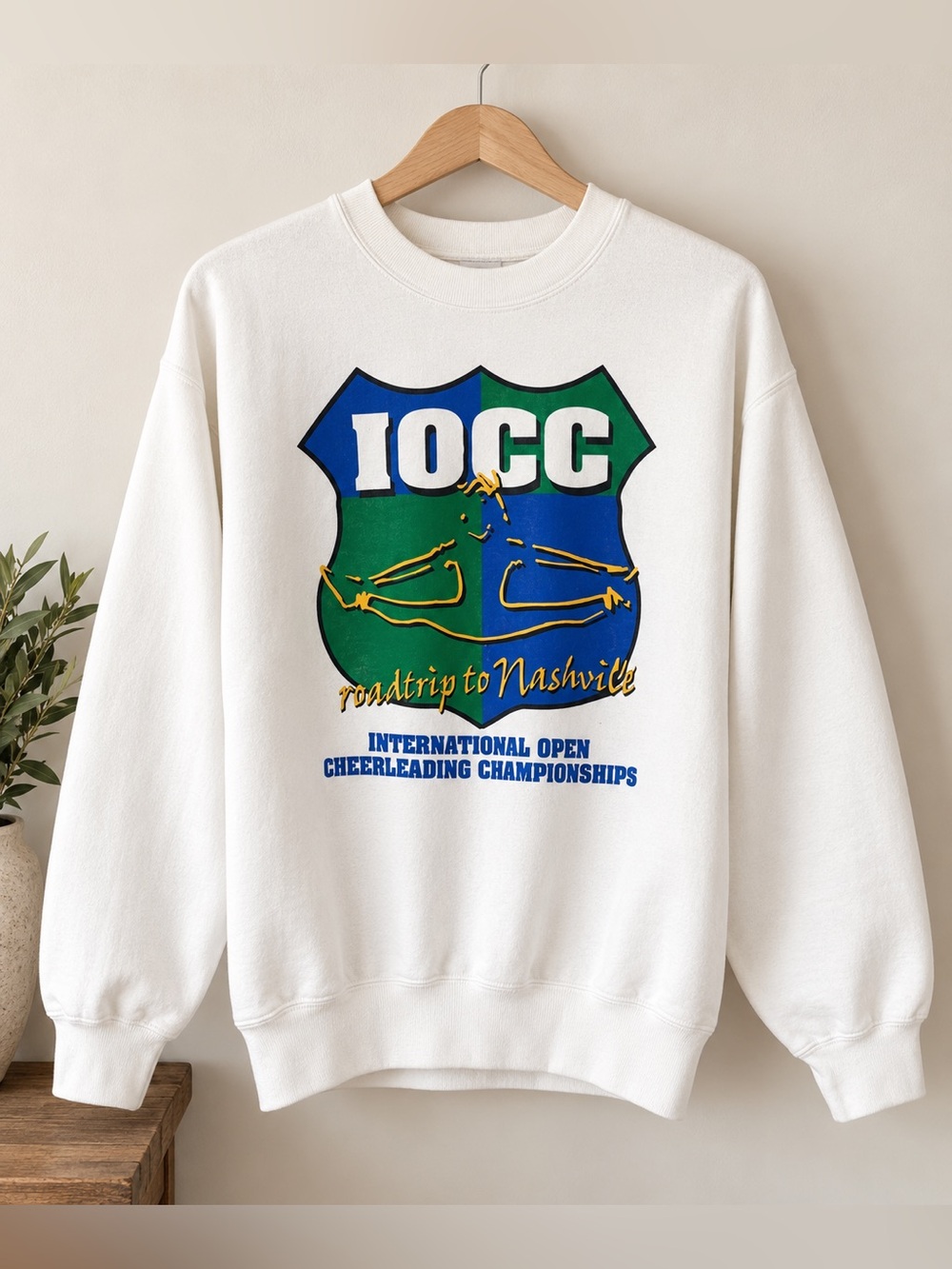 White Graphic Crewneck Sweatshirt - Roadtrip to Nashville